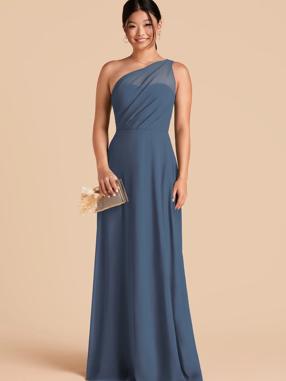 Birdy Grey One-Shoulder Dusty Blue Formal Gown